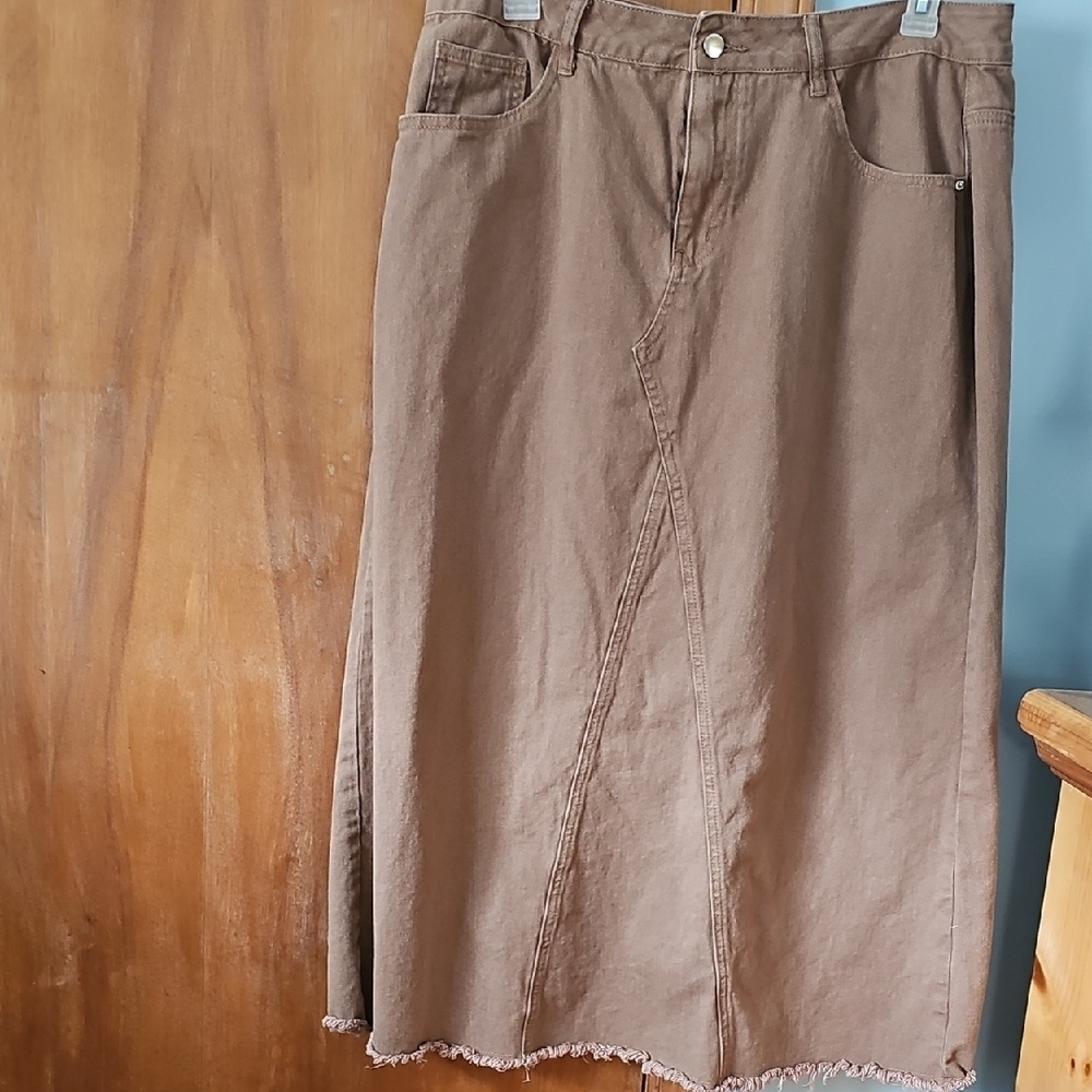 Shein Brown Denim Skirt - Picture 1 of 5